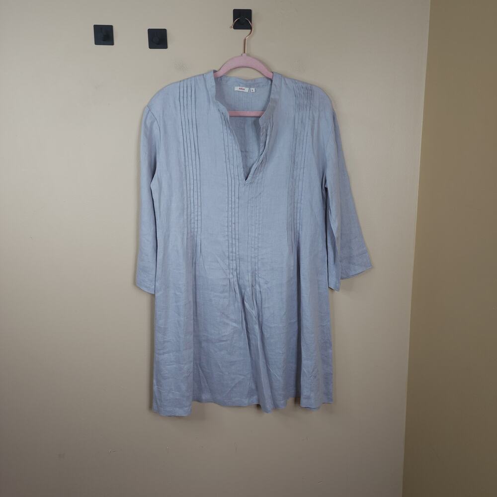 Dolma Bianca Linen Tunic in Light Gray Size S